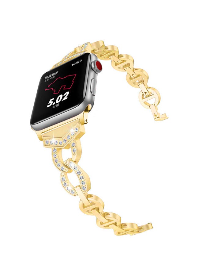 For Apple Watch10 Ultra2 Stainless Steel Strap For Apple Watch IWatch9 VO Diamond Chain-Color:5 # Vo Gold 38/40/41/s10 42mm  - Image 2