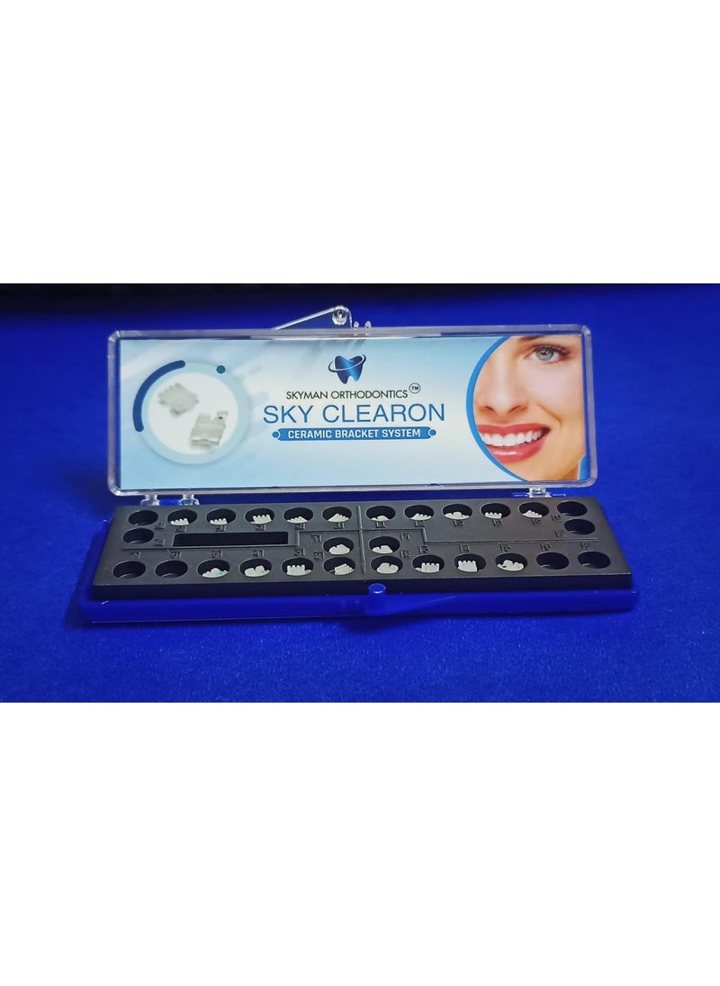SKYMAN ORTHODONTICS Skyman Orthodontics Sky Cleron Ceramic Bracket Kit Ample Tie Wing Area Compound Contour Base Color Enhanced ID Rounded Corners Precision Milled Archwire Slot 5x5 20 Pcs  - Image 2