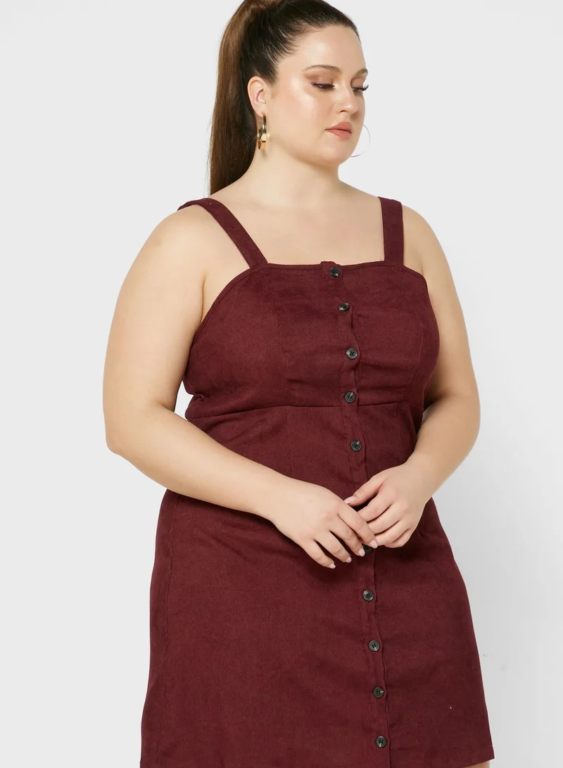 Ginger Plus Button Down Pinafore Dress