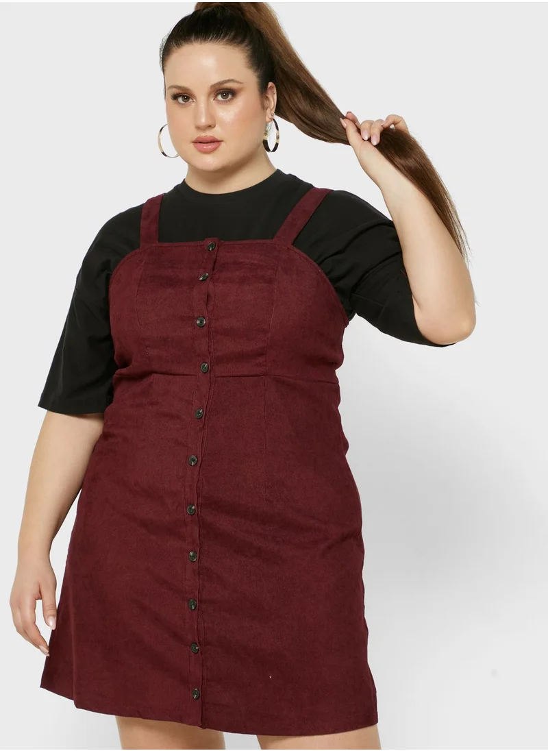 Ginger Plus Button Down Pinafore Dress