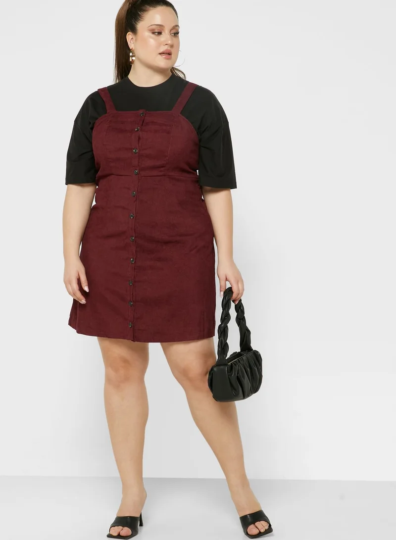 Ginger Plus Button Down Pinafore Dress