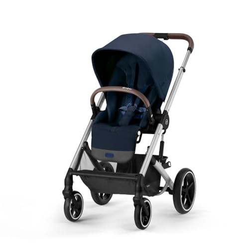 Cybex Balios S Lux Toddler and Baby Stroller with Reversible Seat Unique OnePull Harness and Multiple Recline Travel System Ready with One Hand Fold Silver FrameOcean Blue Seat