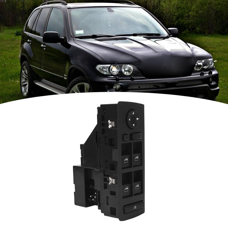 Window Switch, Driver Side Master Switch Window Control Switch and Power Window Button Replacement for Front Left Door Panel Compatible with BMW X5 E53 2001-2006 61316962506 - Image 3