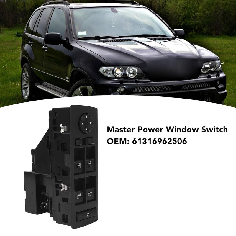 Window Switch, Driver Side Master Switch Window Control Switch and Power Window Button Replacement for Front Left Door Panel Compatible with BMW X5 E53 2001-2006 61316962506 - Image 5