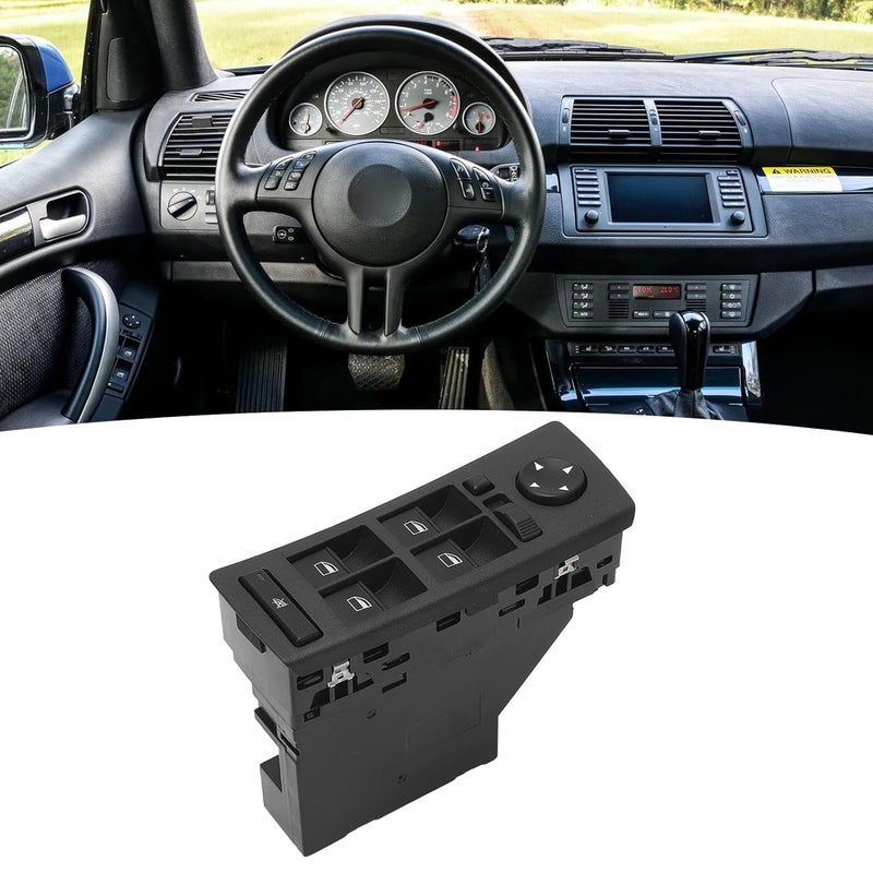 Window Switch, Driver Side Master Switch Window Control Switch and Power Window Button Replacement for Front Left Door Panel Compatible with BMW X5 E53 2001-2006 61316962506 - Image 2