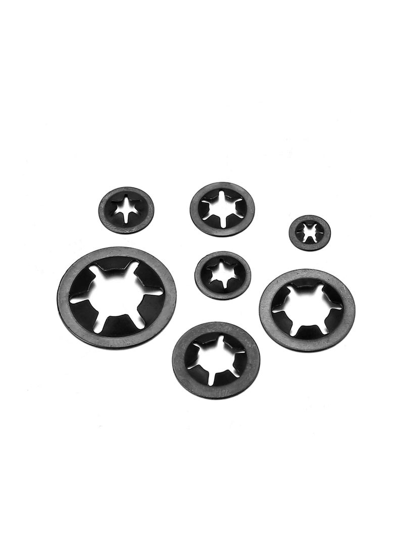 Generic - 340PCS Push-On Starlock Washer Kit, 65Mn Steel Starlock Washers Assortment Quick Speed Locking Washers Set Industrial Grade Starlock Washers Universal Starlock Washer [7 Sizes] M3/M4/M5/M6/M8/M10/M12 - Image 1
