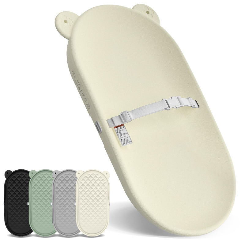 FLEUFAB Baby Changing Pad, EVA Waterproof Non-Slip Changing Table Pad with Adjustable Strap for Dresser Changing Table Nursery, Portable Diaper Changing Pad, Oat - Image 1