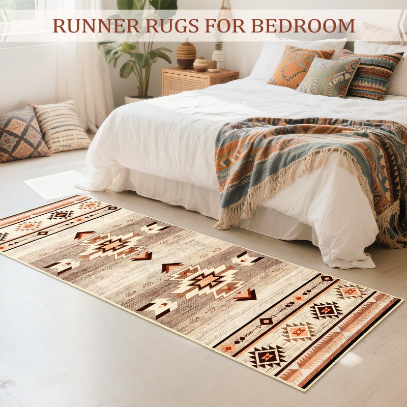 B BENRON Western Hallway Runner Rug 2 x 6, Non-Slip Long Runners for Bedroom Kitchen Hall Laundry, Accent and Tribal Throw Rugs Washable, Warm Beige - Image 4