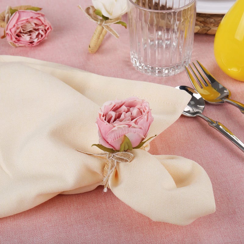 FEKIDO Handcraft Flower Napkin Rings Set of 6,Pink Peony Flower Handmade Napkin Holder Rings Table Decorations for Summer,Wedding,Luncheons,Picnics,Banquet, Birthday,Christmas,Valentine's, Thanksgiving - Image 2