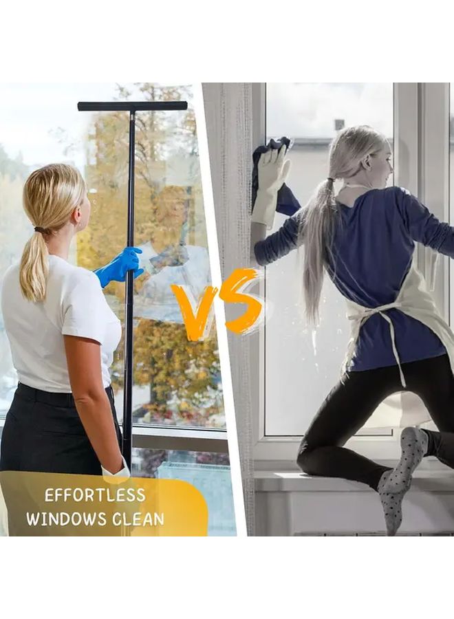 3 In 1 Telescopic Set Adjustable Pole Silicone Squeegee For Windows Shower Doors - Image 5