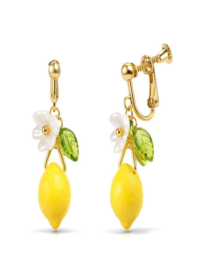 YANCHUN Lemon Clip On Earrings for Women Fruit Dangle Summer Daily Party Fashion Jewelry Gifts - Image 1