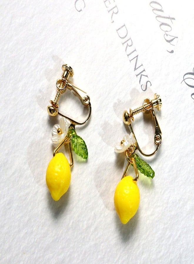 YANCHUN Lemon Clip On Earrings for Women Fruit Dangle Summer Daily Party Fashion Jewelry Gifts - Image 4