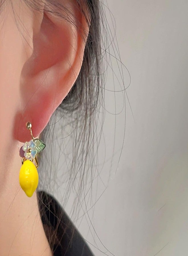 YANCHUN Lemon Clip On Earrings for Women Fruit Dangle Summer Daily Party Fashion Jewelry Gifts - Image 3