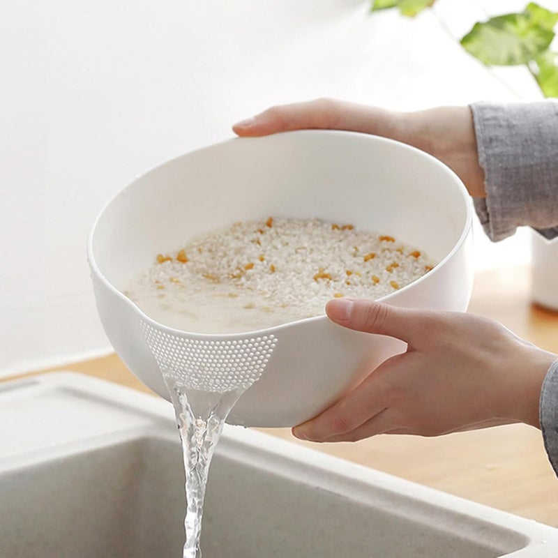 DOPMEP Japanese Rice Washer Strainer, Quinoa Washing Bowl Small Plastic Side Drainers Colander for Cleaning and Rinsing Fruits, Vegetables, and Beans, 2 Quart BPA-Free - Image 3