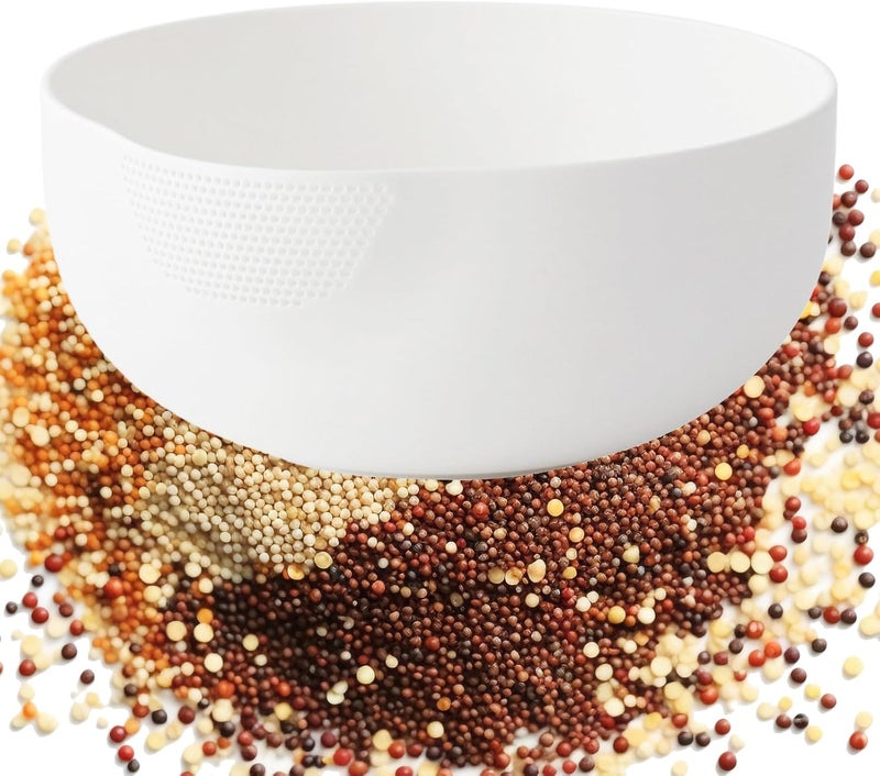 DOPMEP Japanese Rice Washer Strainer, Quinoa Washing Bowl Small Plastic Side Drainers Colander for Cleaning and Rinsing Fruits, Vegetables, and Beans, 2 Quart BPA-Free - Image 1