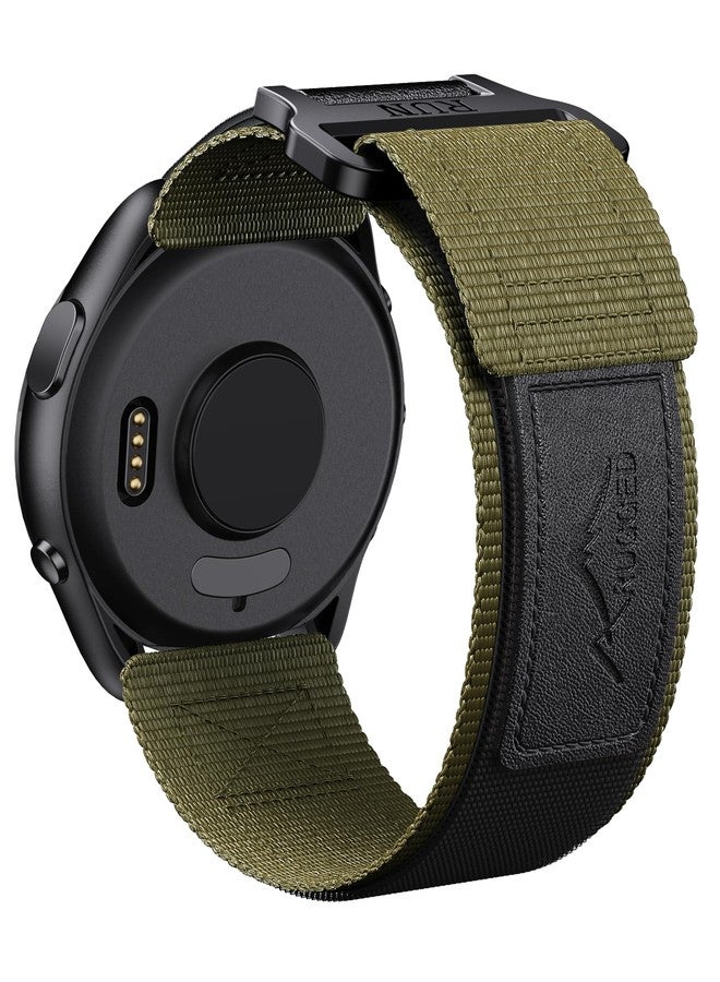 ANCOOL for Garmin Vivoactive 5/3/Forerunner 55/165/245 Watch Bands, 20mm Nylon Watch Band for Venu Sq/Venu 2 Plus/Sq 2 Bands for Galaxy Watch 7/6/5/4/FE 40mm 44mm, Black/Green - Image 1