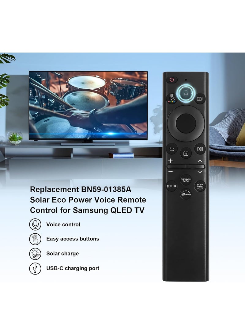 VIUAUAX BN59-01385A Solar TV Remote Control Replacement for Samsung Frame Smart TV with Voice Bluetooth Rechargeable Solar Cell Compatible with Samsung 2020-2023 Neo QLED 4K 8K Ultra HD TVs 4 Shortcut Buttons - Image 3