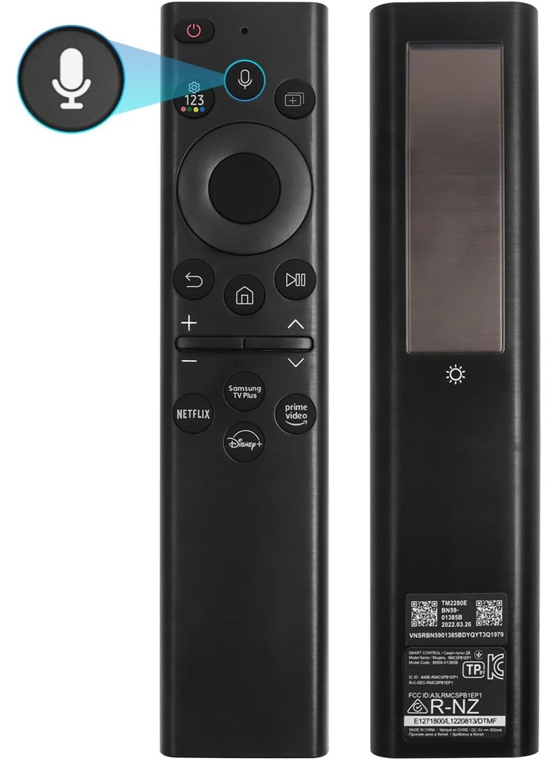 VIUAUAX BN59-01385A Solar TV Remote Control Replacement for Samsung Frame Smart TV with Voice Bluetooth Rechargeable Solar Cell Compatible with Samsung 2020-2023 Neo QLED 4K 8K Ultra HD TVs 4 Shortcut Buttons - Image 1