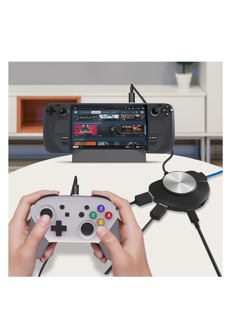 SYOSI - Portable Dock with Ethernet Port, Fit for Steam Deck/ Nintendo Switch/ Nintendo Switch OLED, Portable TV Ethernet LAN Adapter for Steam Deck/Nintendo Switch/OLED with 2*USB, USB C Power - Image 1