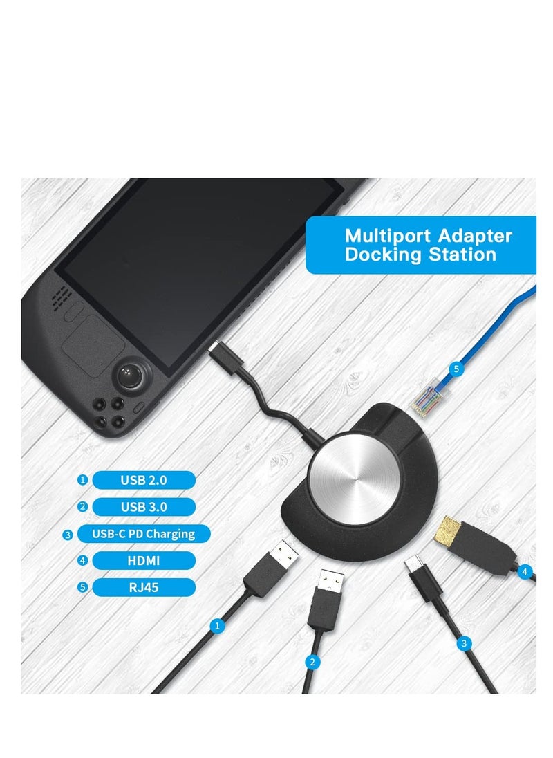 SYOSI - Portable Dock with Ethernet Port, Fit for Steam Deck/ Nintendo Switch/ Nintendo Switch OLED, Portable TV Ethernet LAN Adapter for Steam Deck/Nintendo Switch/OLED with 2*USB, USB C Power - Image 1