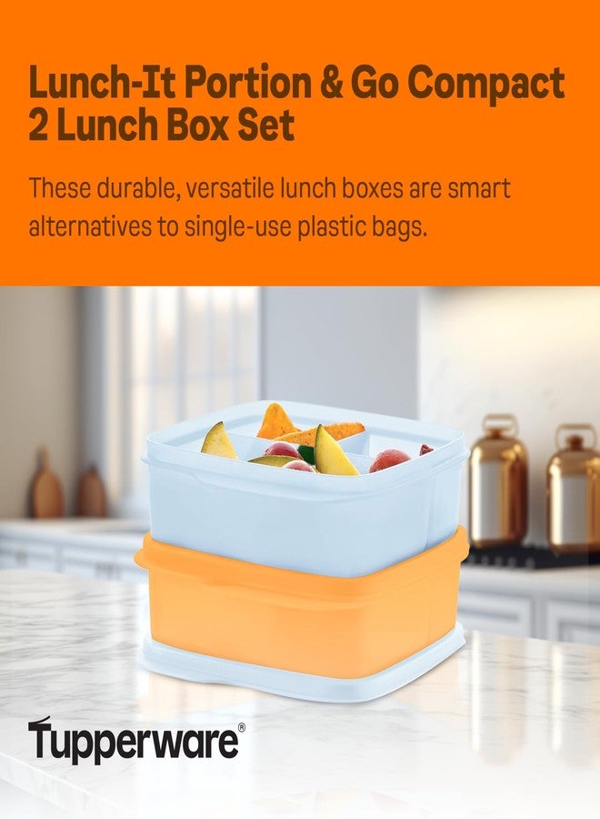 Tupperware Lunch-It Portion & Go Compact 2-Lunch Box Set - Dishwasher Safe & BPA Free - (2.3 Cups/550 ml),Polypropylene Polyethylene - Image 2