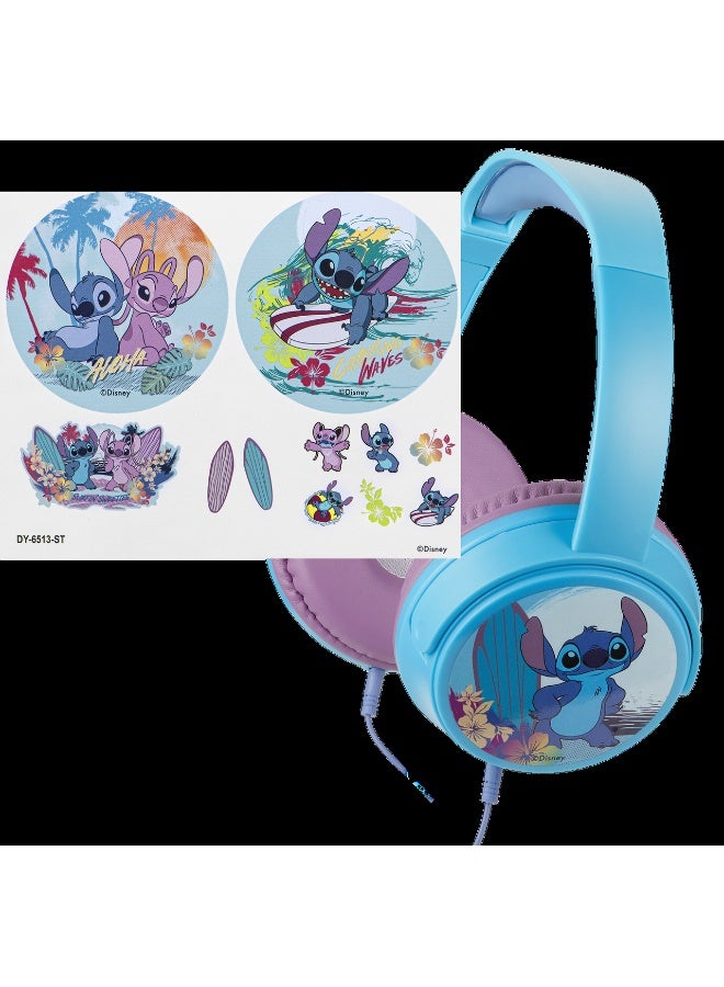 SMD Disney Stitch Auxiliary Headphones with 11 Stickers | Wired kids headphones with Stitch theme, aux connectivity, soft cushions, adjustable fit, and 11 stickers for creative personalization - Image 2