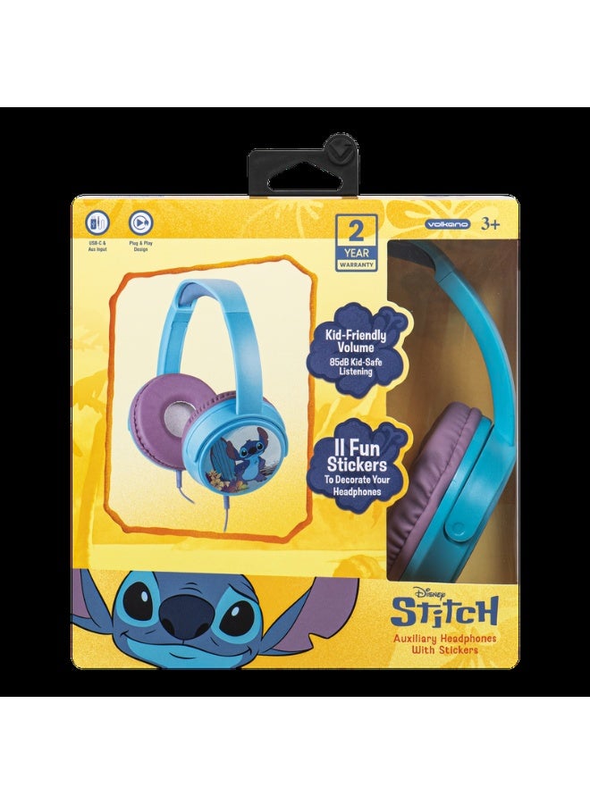 SMD Disney Stitch Auxiliary Headphones with 11 Stickers | Wired kids headphones with Stitch theme, aux connectivity, soft cushions, adjustable fit, and 11 stickers for creative personalization - Image 4