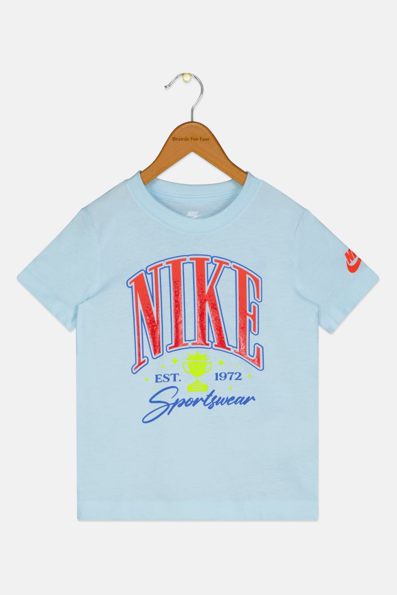 Nike Kids Boy Short Sleeve Graphic Print Outdoor T-Shirt, Light BLue - Image 2