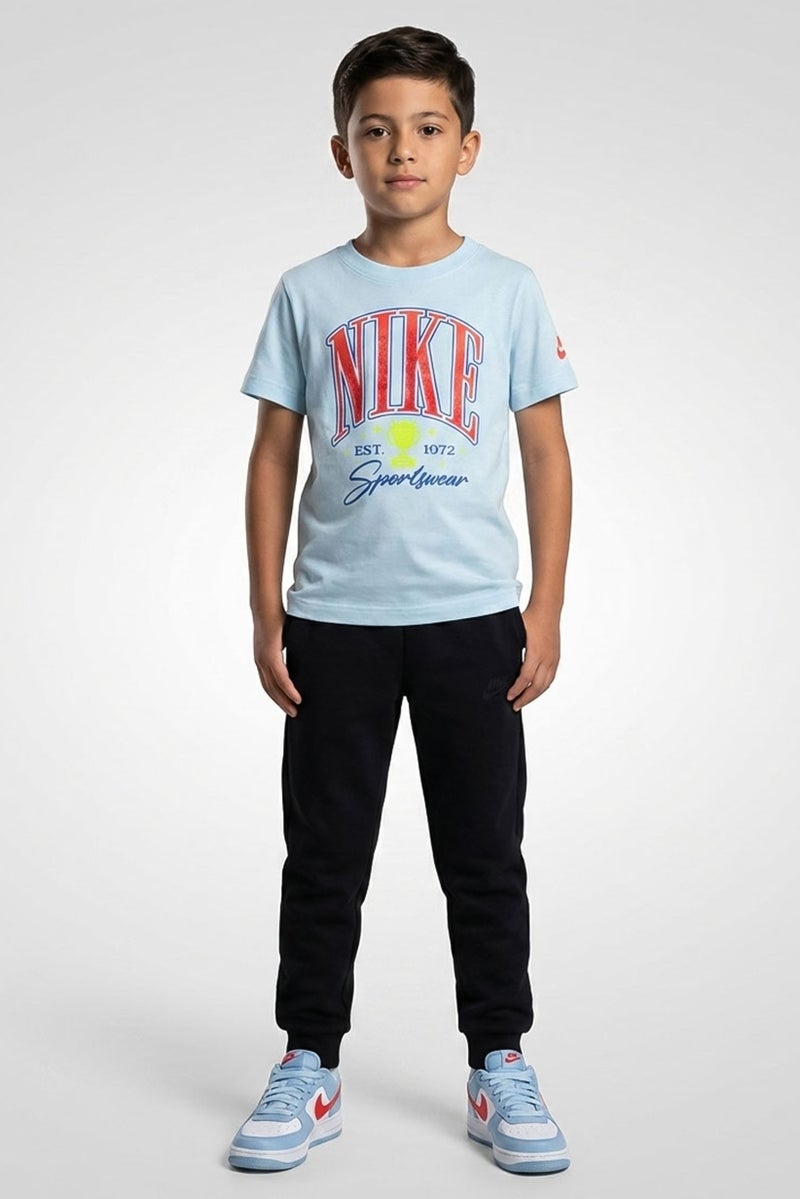 Nike Kids Boy Short Sleeve Graphic Print Outdoor T-Shirt, Light BLue - Image 1