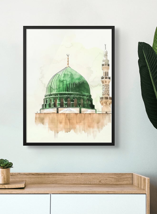 آرت دیکور  ديكور فني جداري إسلامي لمسجد المدينة المنورة، مسجد نبوي، لوحة مؤطرة، فن جميل لتزيين الحائط لغرفة المعيشة، غرفة النوم، غرفة الطعام، هدية المكتب  - Image 2