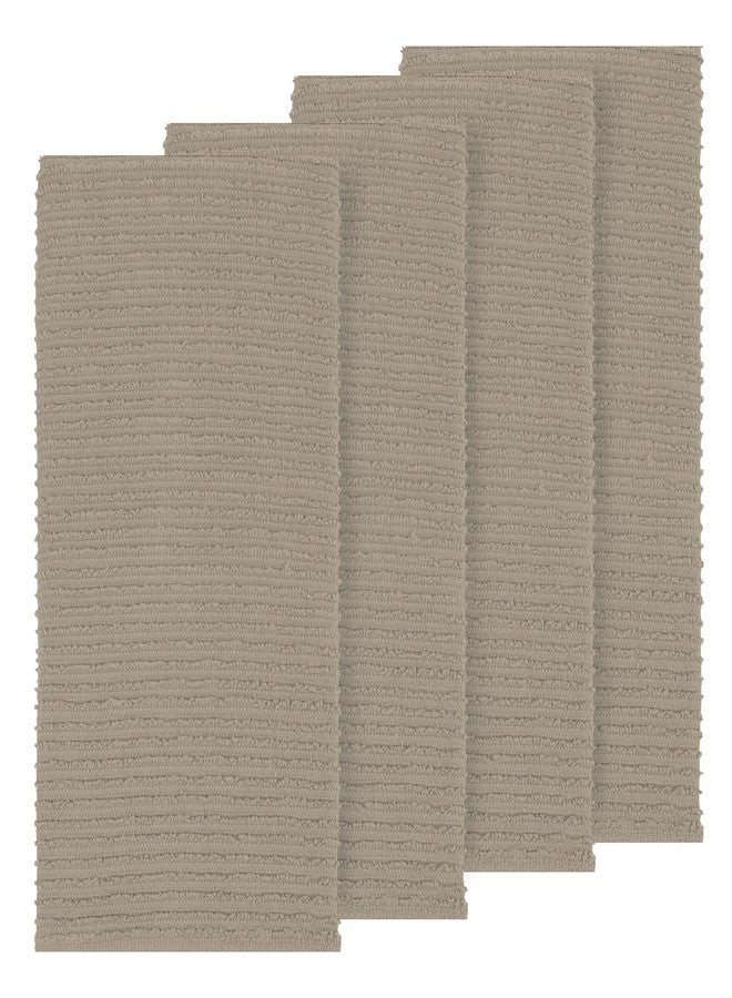 MUkitchen | Ridged Cotton Dish Towels | Absorbent for Cleaning Kitchen Surfaces | Washable & Reusable | Set of 4 | Oatmeal - Image 1