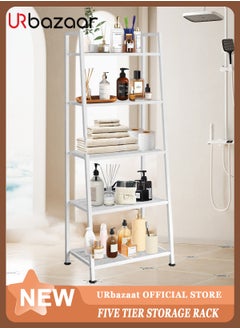 URbazaar 5 Tier Bookshelf,Industrial Ladder Shelf, Open Display Storage Rack, Bookcase with Metal Frame, Freestanding Storage Shelves for Home Office, Living Room, Bedroom, Kitchen  - Image 1