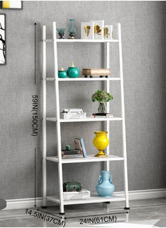 URbazaar 5 Tier Bookshelf,Industrial Ladder Shelf, Open Display Storage Rack, Bookcase with Metal Frame, Freestanding Storage Shelves for Home Office, Living Room, Bedroom, Kitchen  - Image 3
