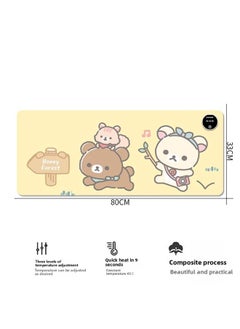Button Timing Heating Mouse Pad Office Intelligent Heating Table Pad Student Dormitory Writing Warm Table Pad Wholesale-Color:60*36cm Three-speed Temperature Control Thickened Version-Pattern:KT244