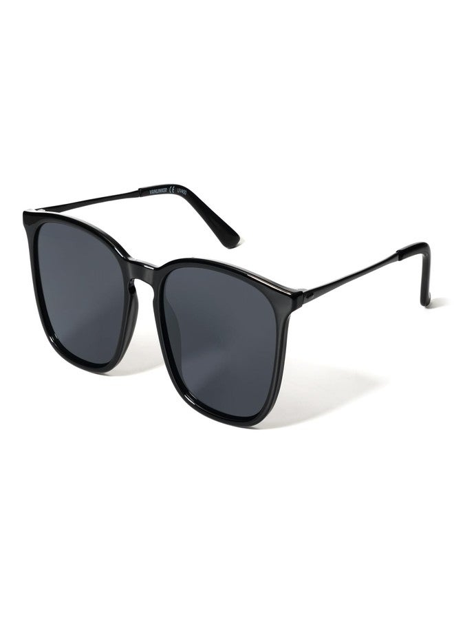 VANLINKER Vintage Square Polarized Sunglasses Men Women Classic Trendy Rectangle Metal Frame Sun Glasses VL9771 Matt Black - Image 1