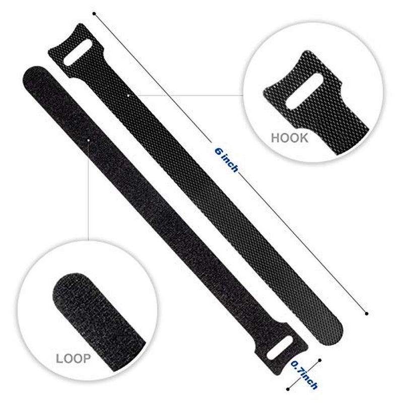 Levesica 80PCS Reusable Cable Ties Black Adjustable 6-Inch Cord Organizer Ties - Image 3
