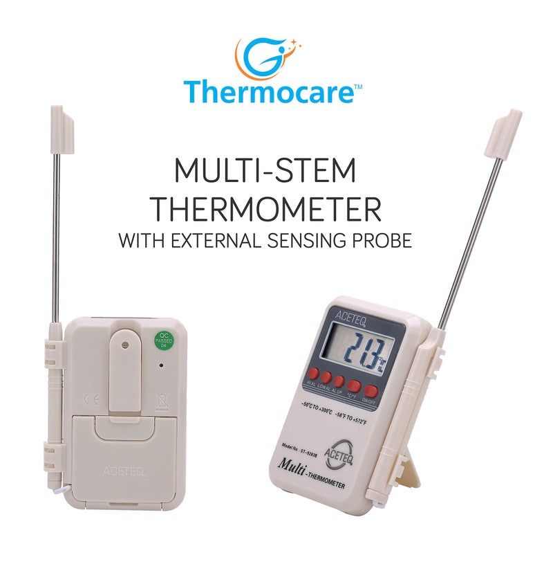 Thermocare Multi Stem Digital Thermometer with External Sensing Probe and Portable LCD Digital, Accurate Fast Response (White) - Image 3