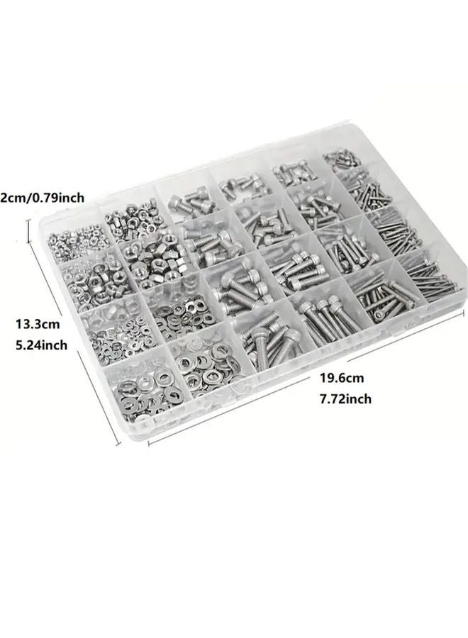 918 Pcs 304 Stainless Steel Bolts Nuts Washers Kit M2 M3 M4 M5 Hex Flat Head Assortment Anti Rust Silvery - Image 3