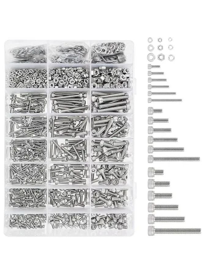 918 Pcs 304 Stainless Steel Bolts Nuts Washers Kit M2 M3 M4 M5 Hex Flat Head Assortment Anti Rust Silvery - Image 5