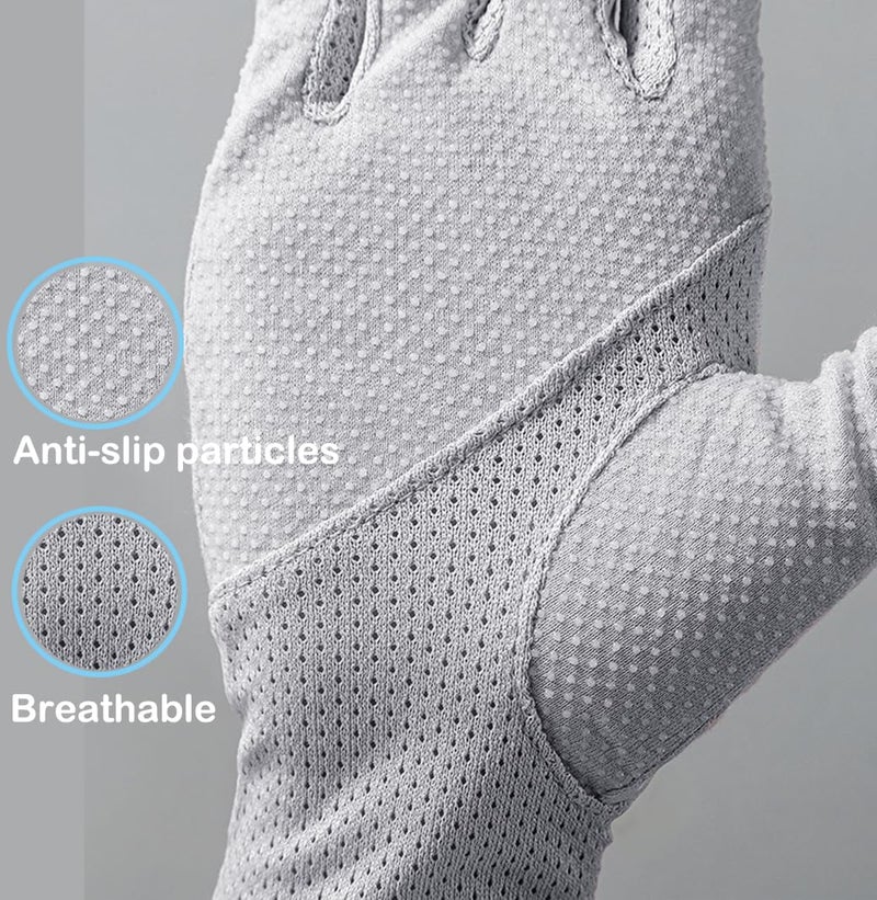 Eohak Women Driving Glove Sun UV Protection Summer Outdoor Hiking UPF 50+ Gloves Touchscreen Half-finger Gloves (Grey, One Size) - Image 5