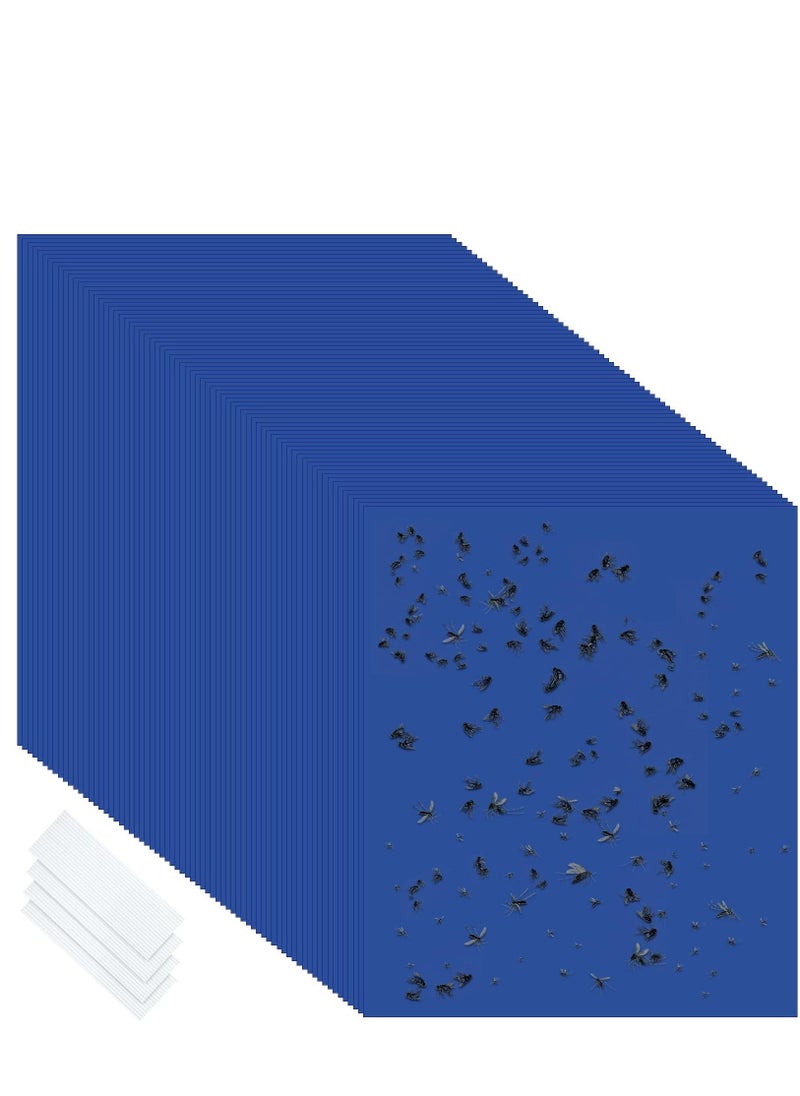 Generic Fruit Fly Trap, 50Pack Blue Double Sided Sticky Gnat Traps Killer, Blue Gnat Traps Sticky Traps for House Indoor Outdoor Flying Plant Insect, Fungus Gnats Whiteflies Aphids Leaf Miners, 25X20CM  - Image 1