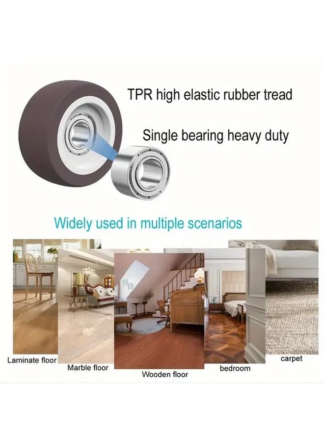 4pcs 1 Inch TPR Rubber Caster Plain Bearing Wheels For Silent Furniture Moving - Image 4