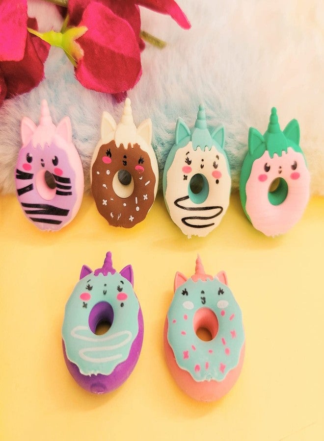 Tera13 TERA 13 Return Gifts for Kids - Unicorn and Donut Shape Eraser Set (6 Pcs) - Non-Toxic Stationary Items for Girls' Birthday - Image 3