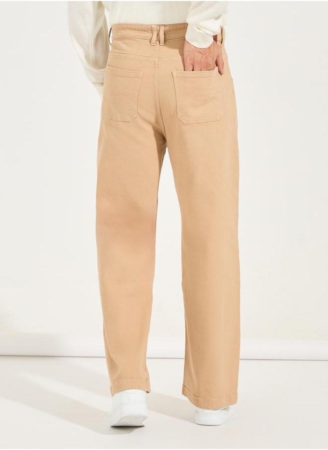 Styli 5-Pocket Wide Leg Overdyed Wash Jeans  - Image 4