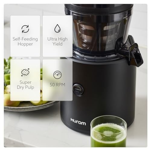 Hurom H320 Cold Press Juicer Machine, Easy to Clean Masticating Slow Juicer, Coarse Strainers, Self-Feeding, Hands Free, Family Size, Quiet Motor, Easy Assembly (Black) - Image 2