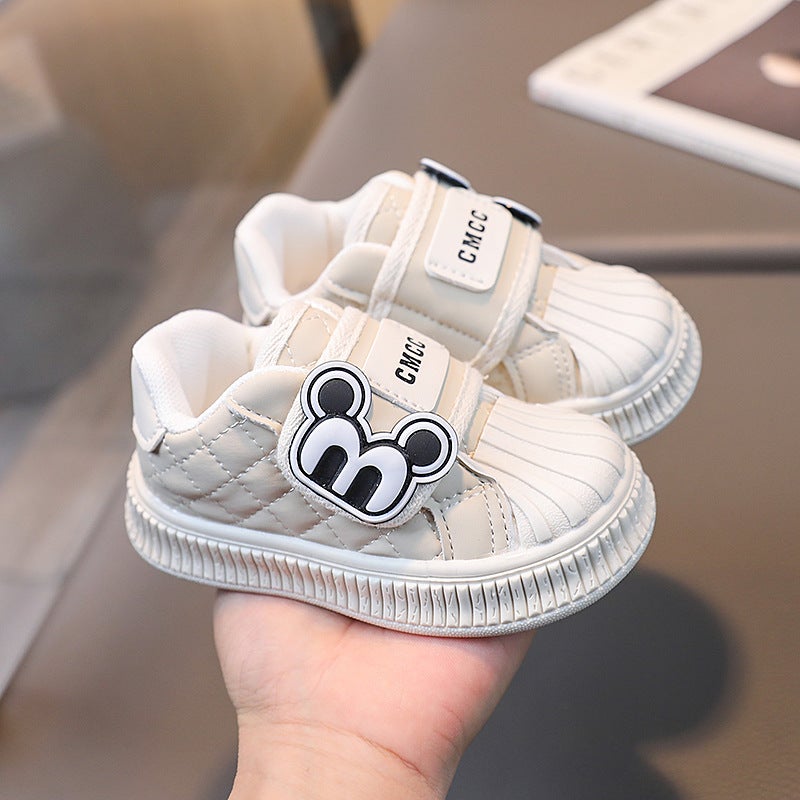 Kids Sneakers Spring Magic Tape Shell-toe Shoes Khaki 
