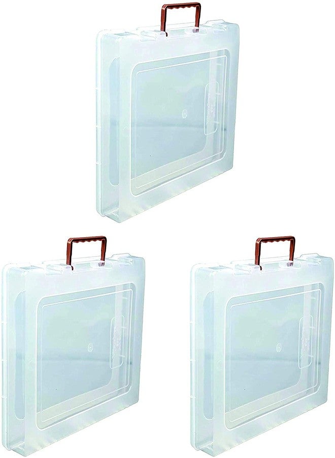 Moral Multipurpose Plastic Storage Box with Locks and Handle matte Finish for saree, Laptop, Books, Flour, 12 x 15 inch, Transparent (set of 3) - Image 1