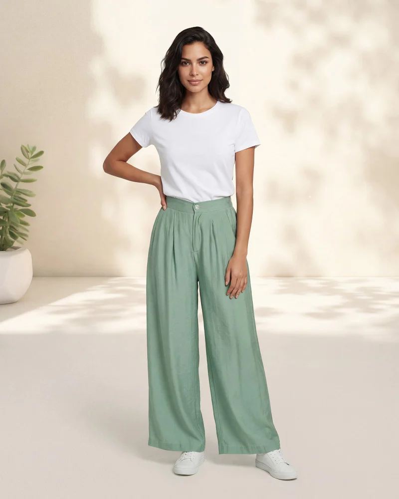 REDTAG Women Green Casual Trouser
