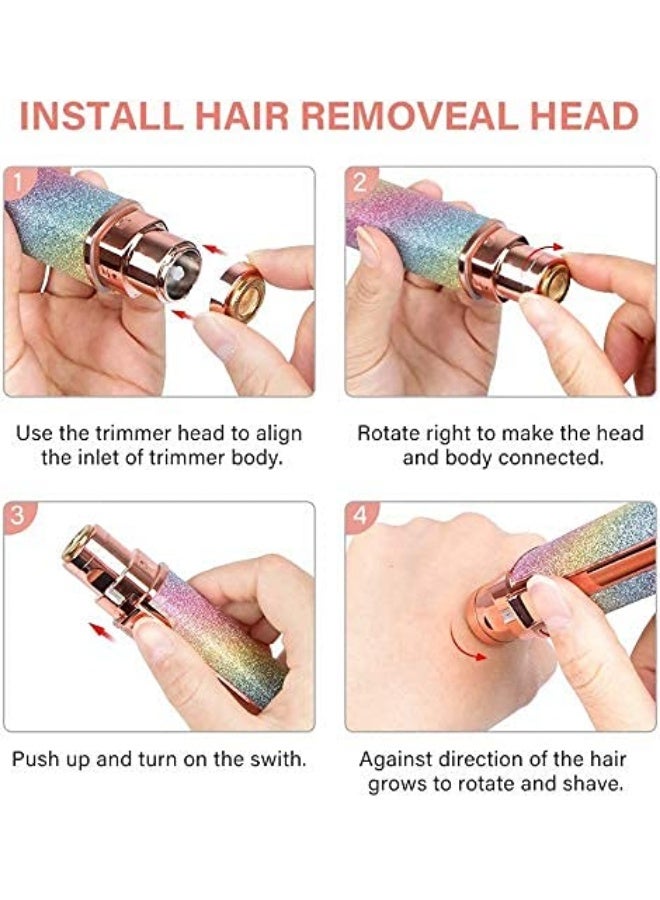 Kueh Facial hair remover & eyebrow trimmer, 2 in 1 eyebrow remover and painless hair remover, eyebrow lips nose body facial hair removal razor for women with built-in led light - Image 3