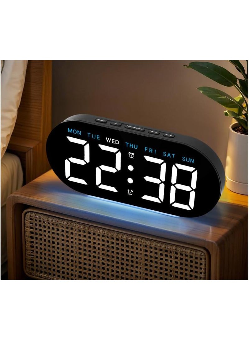 Yalla Pick Digital Alarm Clock, LED Digital Clock with Ambient Light, Date,Temperature,Snooze, Bedside Desk Table Clock for Bedroom, Bedside, Living Room, Office(Black） - Image 1